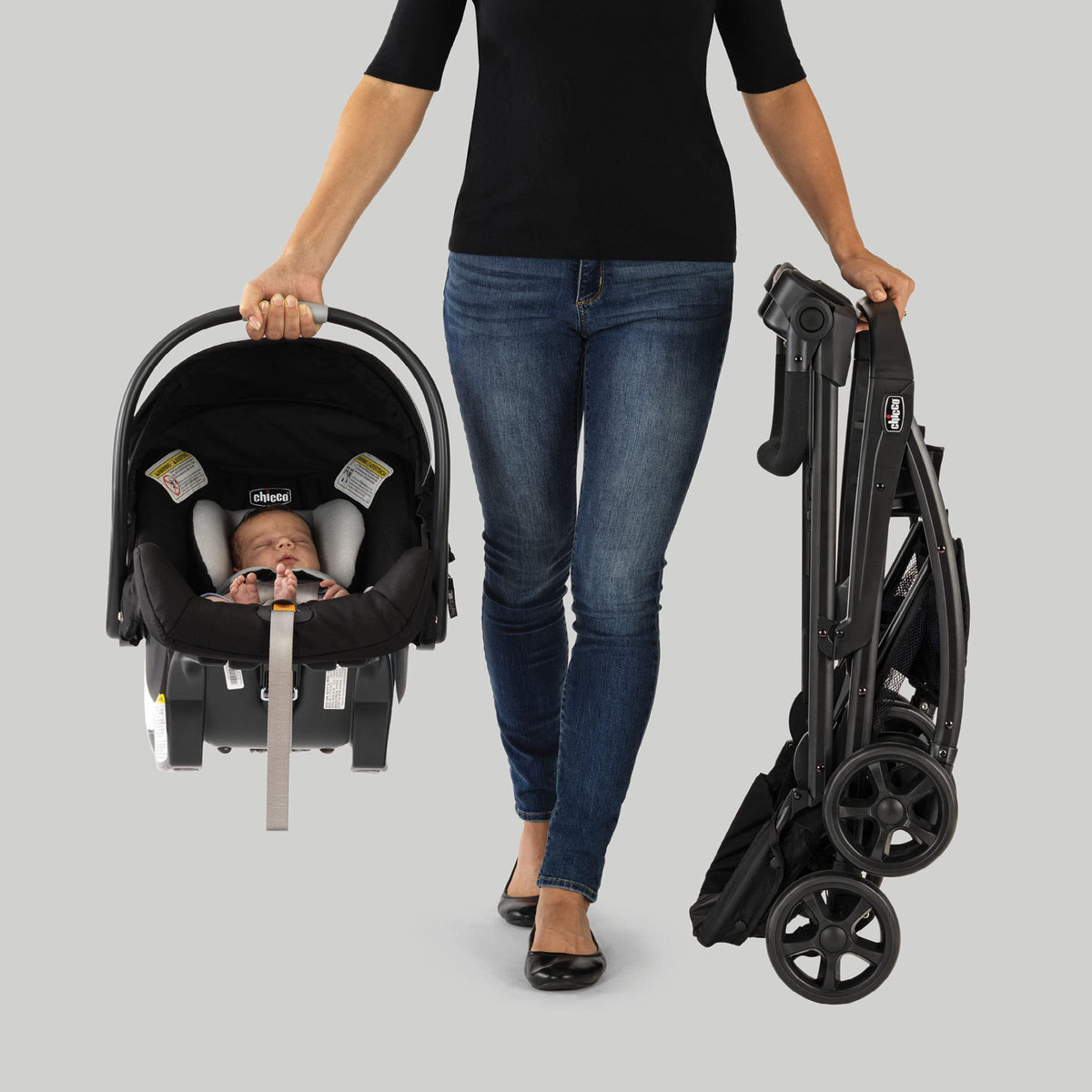 Lightweight Infant Car Seat Caddy Frame Stroller - Easy Fold Design