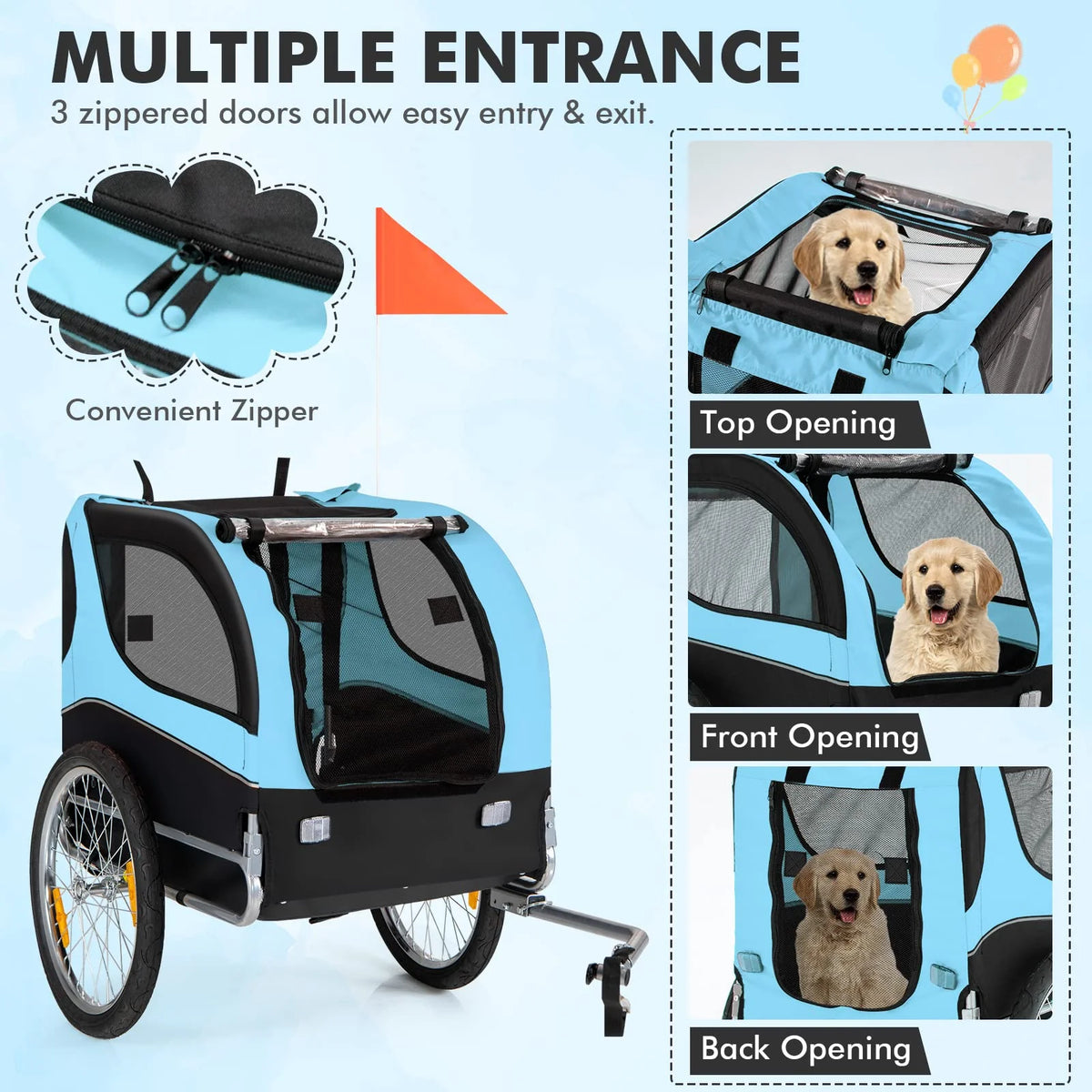 Pet Bicycle Trailer For Small And Medium-Sized Dogs And Cats, 40kg Capacity