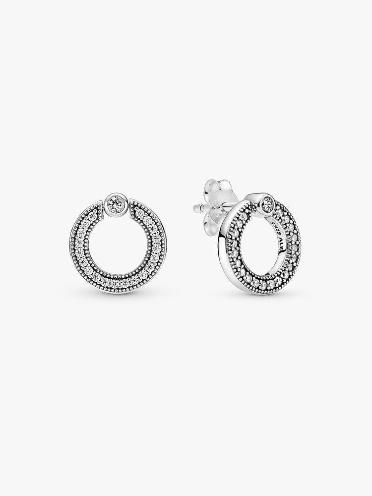 Pavé and Logo Circle Necklace and Earring Set