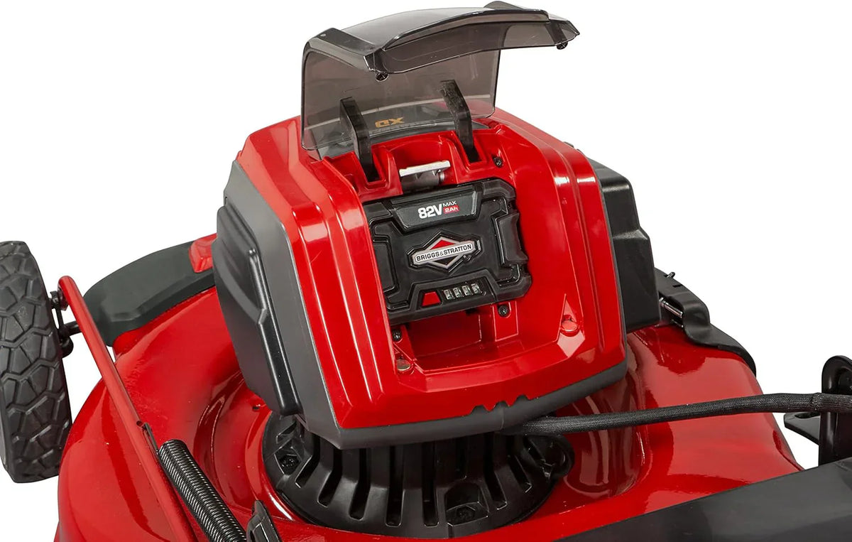82V Max 21 Inch Cordless Lawn Mower, Steel Deck, 3-In-1, Red/Black - SXDWM82