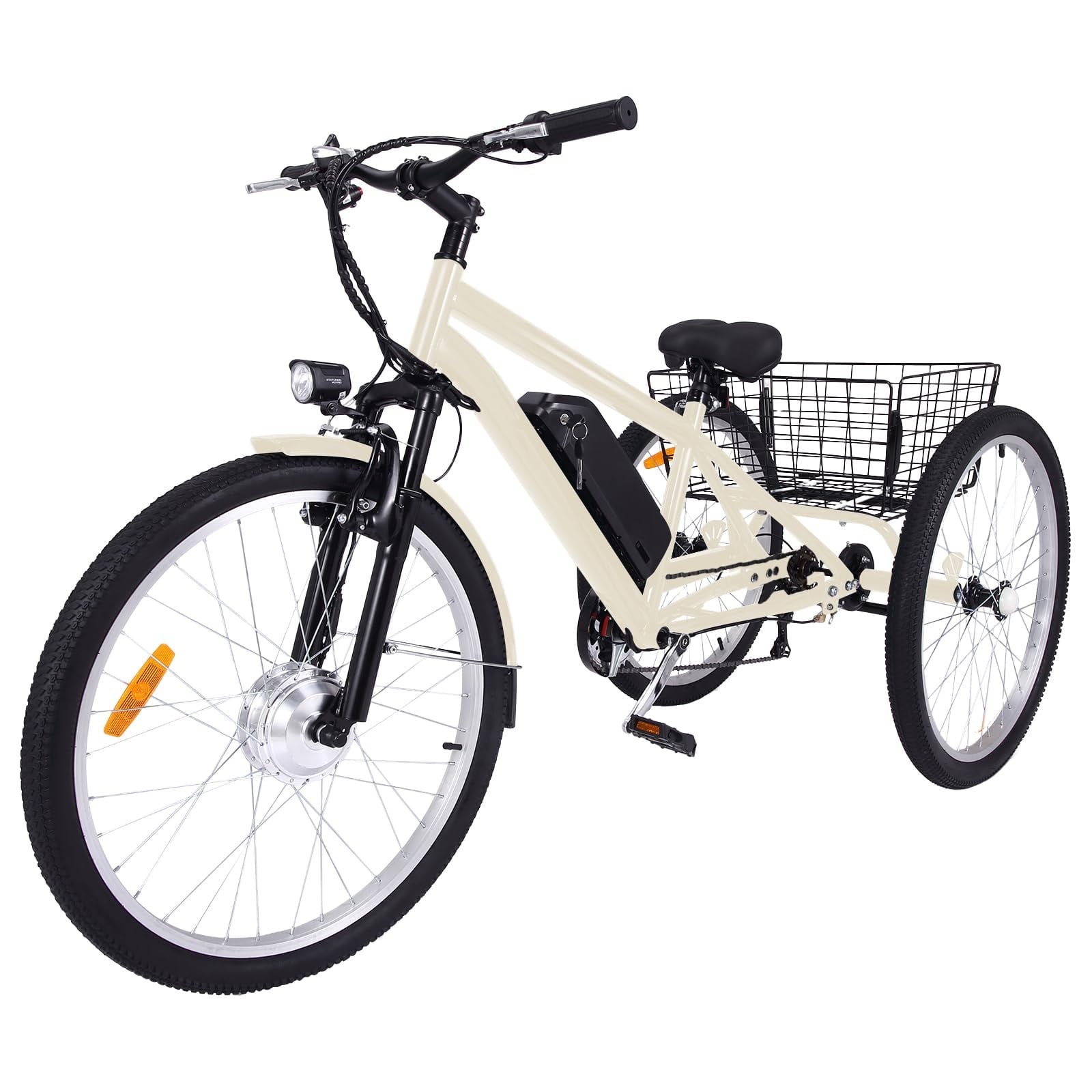 Mobo 26/24" Adult Electric Tricycle - 350W Motor, 36V Battery, 7-Speed, 3-Wheel Mountain Ebike with Basket