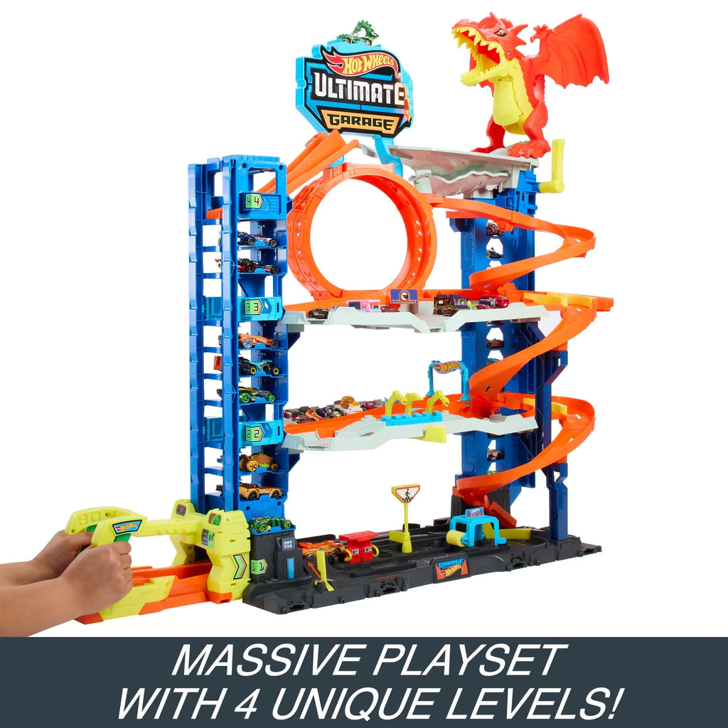 Hot Wheels City Ultimate Garage Playset With 2 Die-Cast Cars, Storage For 50+ Cars, Child Age 4-8