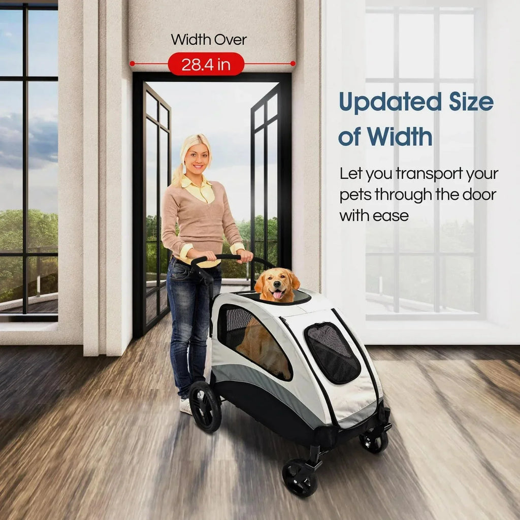 Poloma Foldable Pet Stroller For Large Or 2 Dogs Cats, Gray - GS-307Z