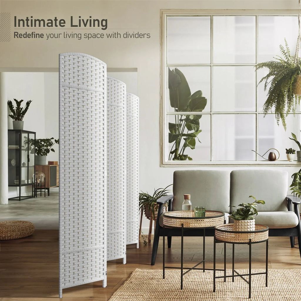 6-Panel Room Divider Privacy Screen With Hand-Woven Mesh Panels - 6 Ft Tall