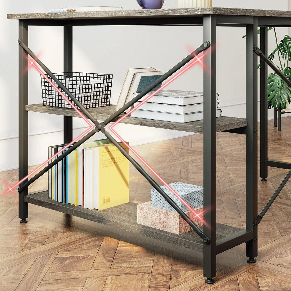 Small L-Shaped Computer Desk With Reversible Storage Shelves - 55-Inch / 47-Inch