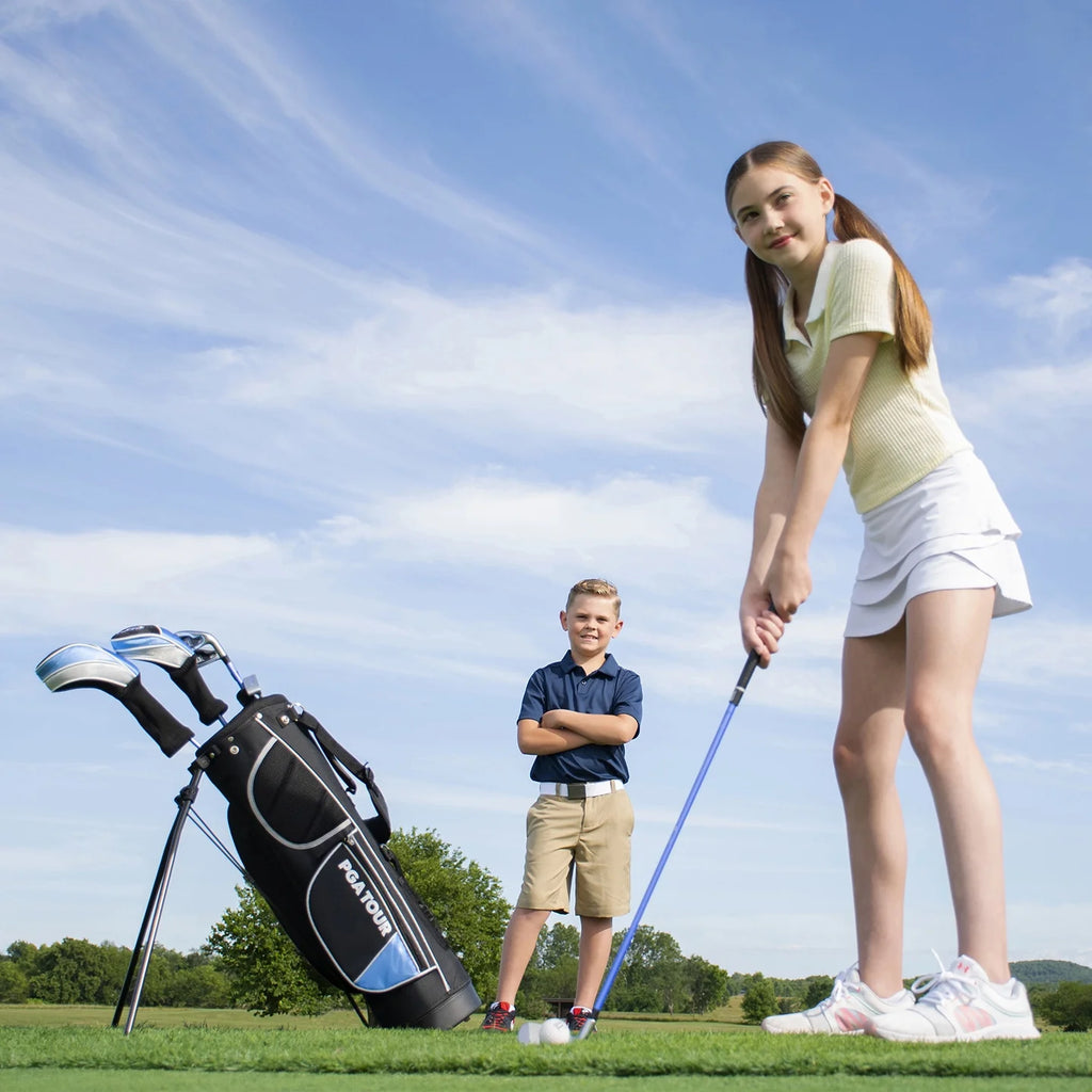 PGA Tour Right-Handed 10-Piece Kids Golf Club Stand Bag Set, Ages 8-12, Player Height 4ft 8in - 5ft 2in
