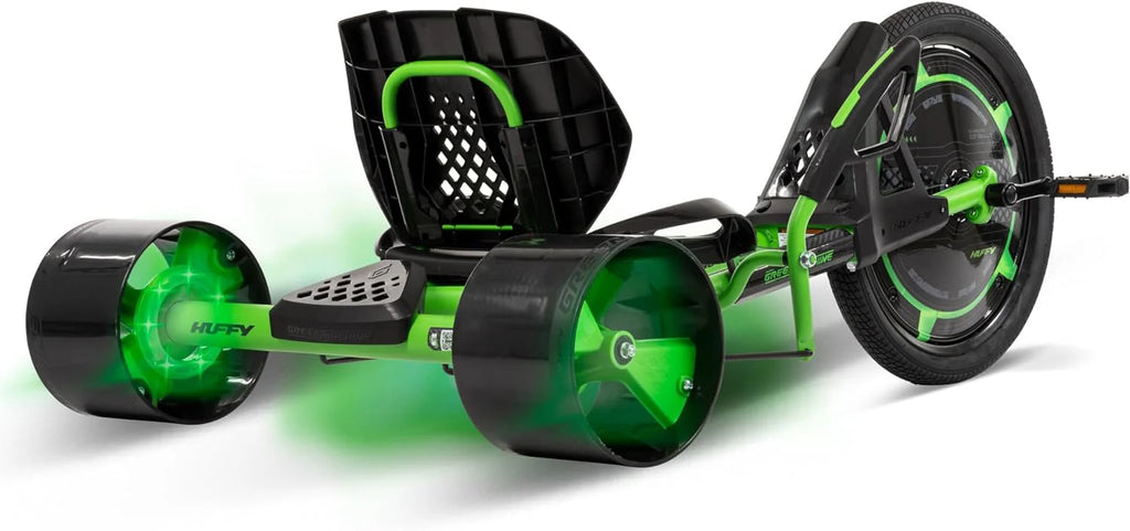 20-Inch Drift Tricycle With Adjustable Seat, LED Lighting And Foot Brakes - Green And Black