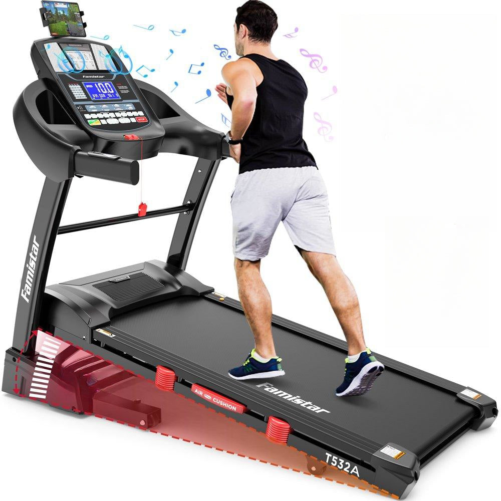Famistar Folding Treadmill With 15 Levels Auto Incline, 300LB Capacity And 10MPH Speed