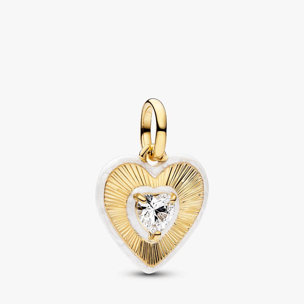 Radiating White Heart Medallion Charm