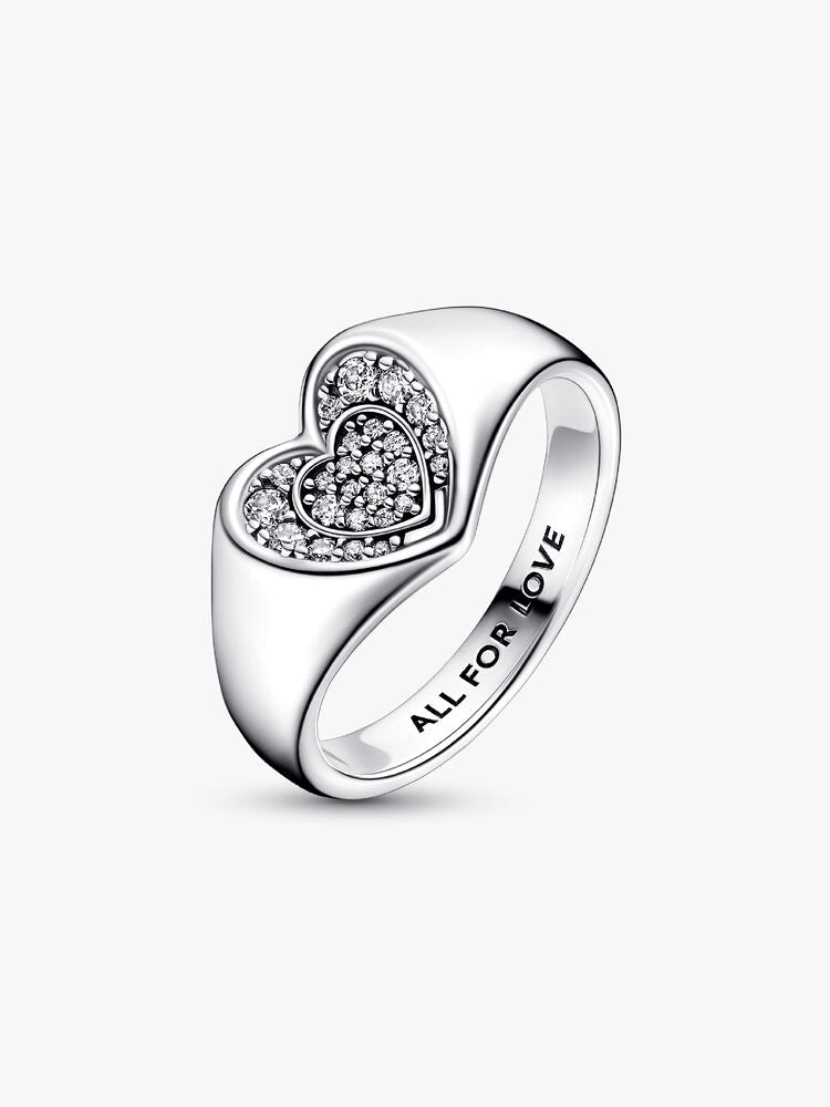 FINAL SALE - Radiant Heart Pavé Signet Ring