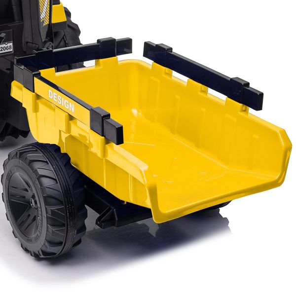 3-in-1 24V Electric Ride-On Tractor With Excavator And Bulldozer - Bright Yellow