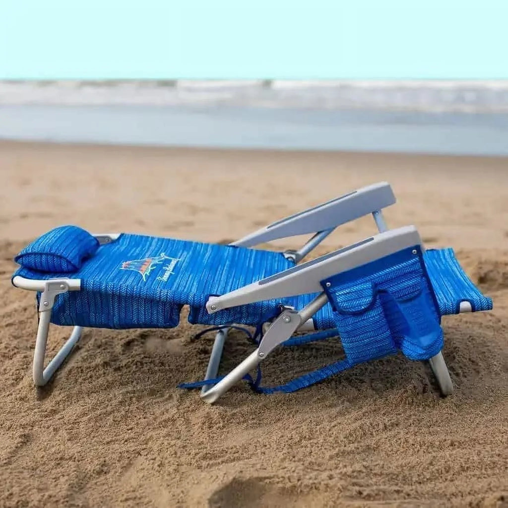 Tommy Bahama Backpack Beach Chairs, Blue, 2 Pack - 300 lb Capacity