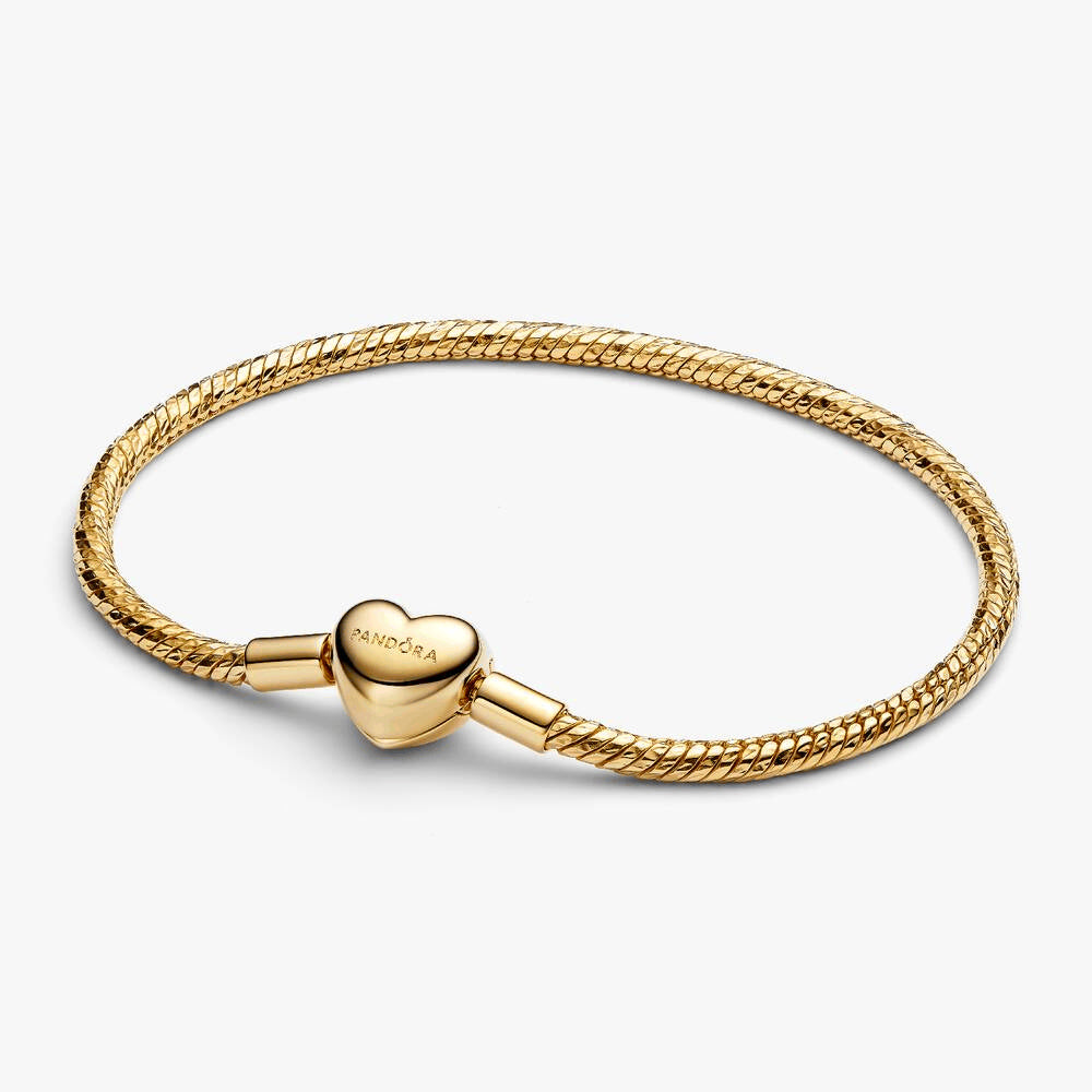 Heart Clasp Faceted Snake Chain Bracelet