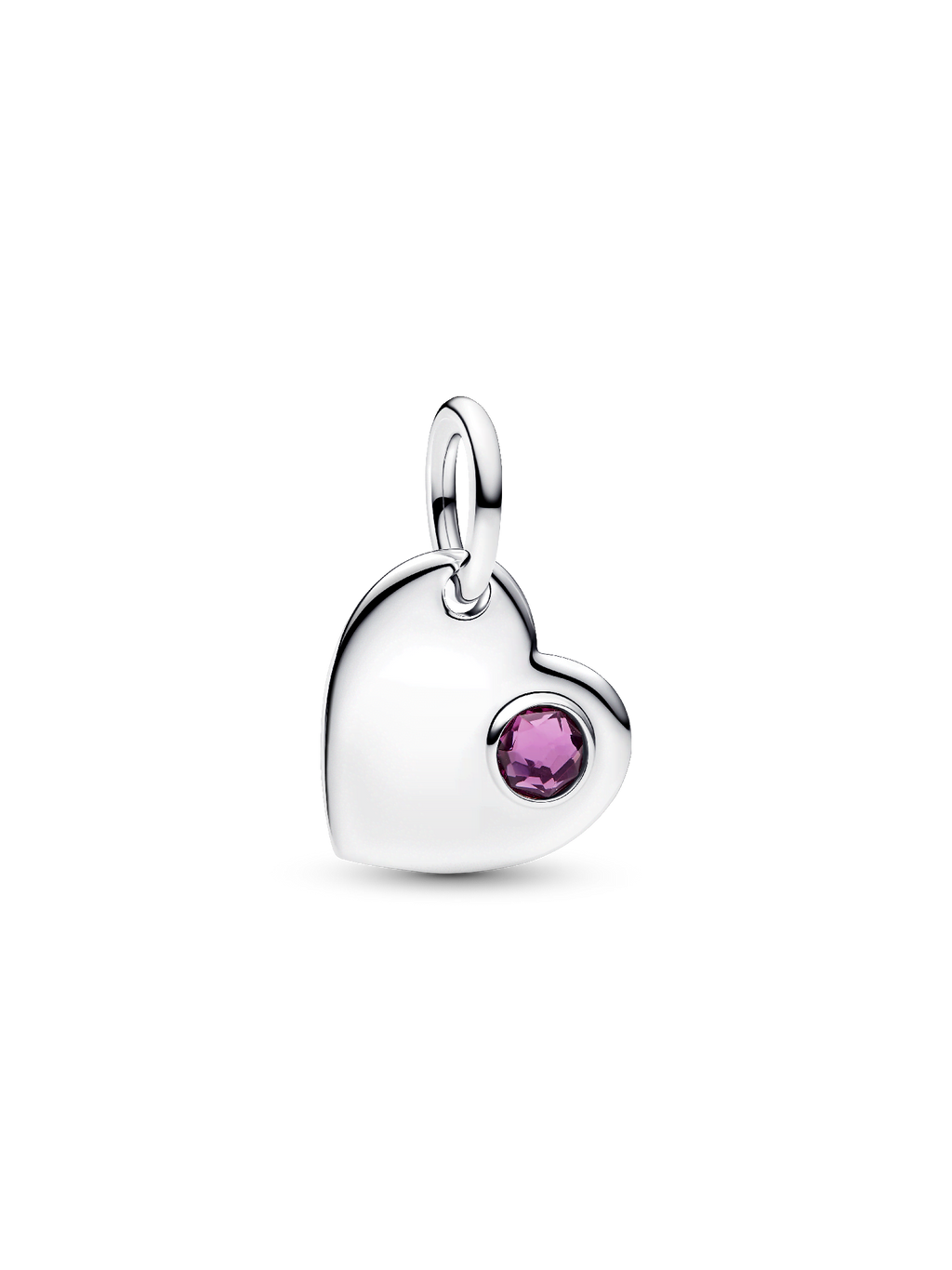 Engravable Heart Purple Stone Dangle Charm