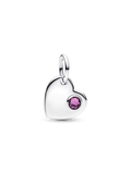 Engravable Heart Purple Stone Dangle Charm