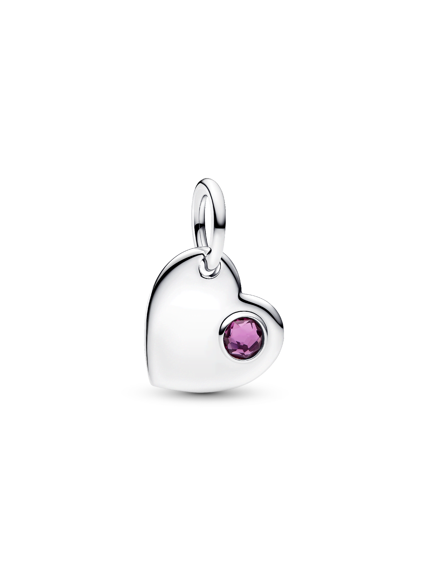 Engravable Heart Purple Stone Dangle Charm