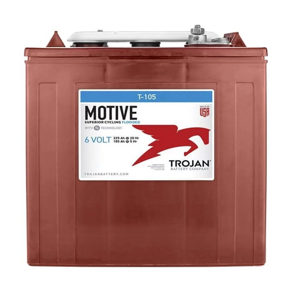 Trojan Battery 6V 225Ah Deep Cycle Flooded Lead Acid Golf Cart Batteries, 6-Pack 36V - T-105