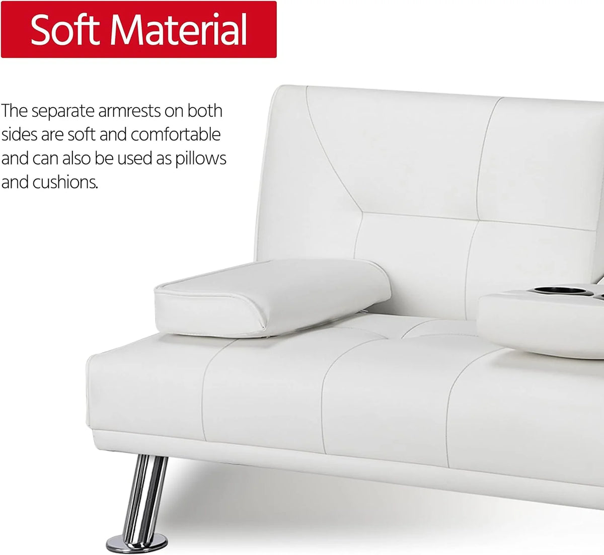 Yaheetech Convertible Faux Leather Sofa Bed, 3 Angles, 772lb Capacity, Black
