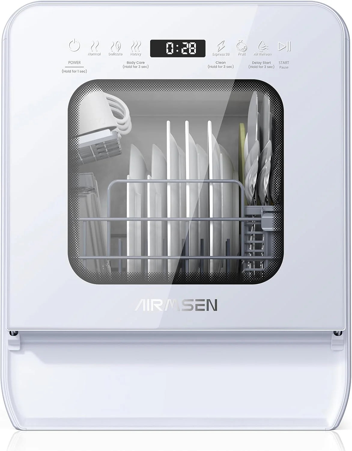 AIRMSEN Countertop Dishwasher, 5.2 Liters, 4/5 Place Settings, White - A01