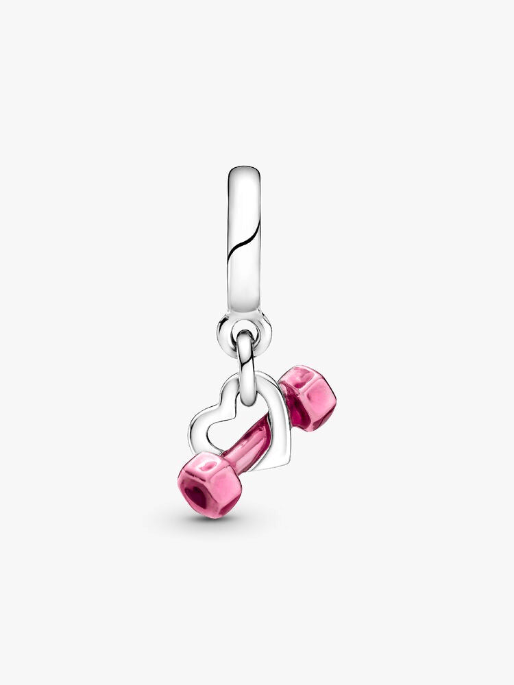 Dumbbell & Heart Dangle Charm