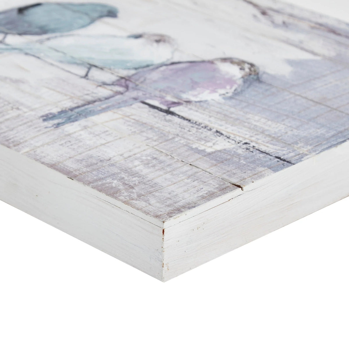 Hand-Painted Perched Birds Wood Plank Wall Decor, Reclaimed Gray, 30in W x 12in H x 1.5in D