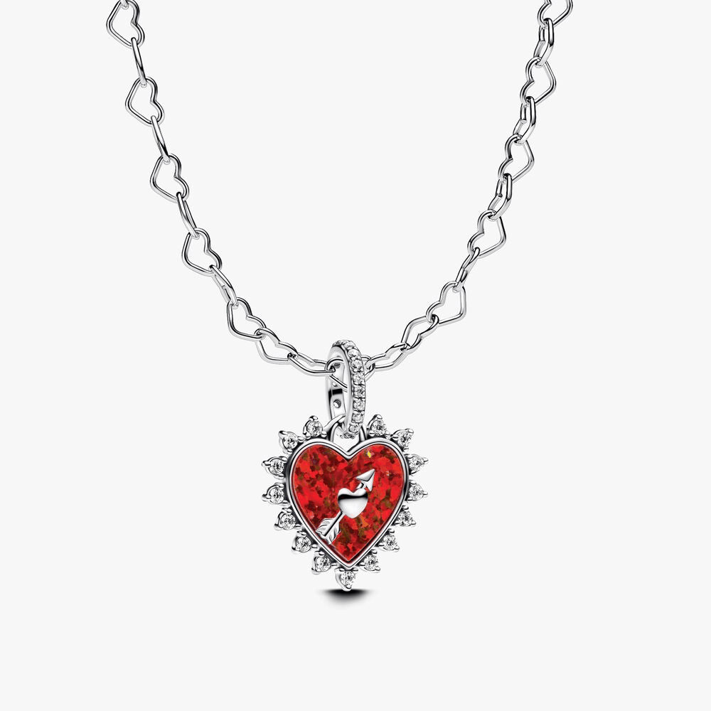 Spinnable Arrow Heart Charm Necklace