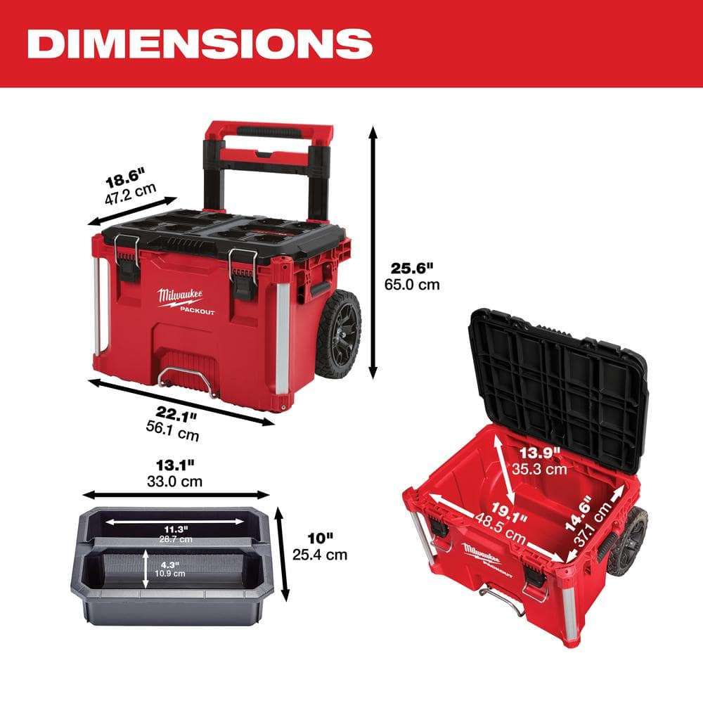 Milwaukee PACKOUT 22 in. Rolling, Large And Medium Tool Box Set - 8426-8425-8424