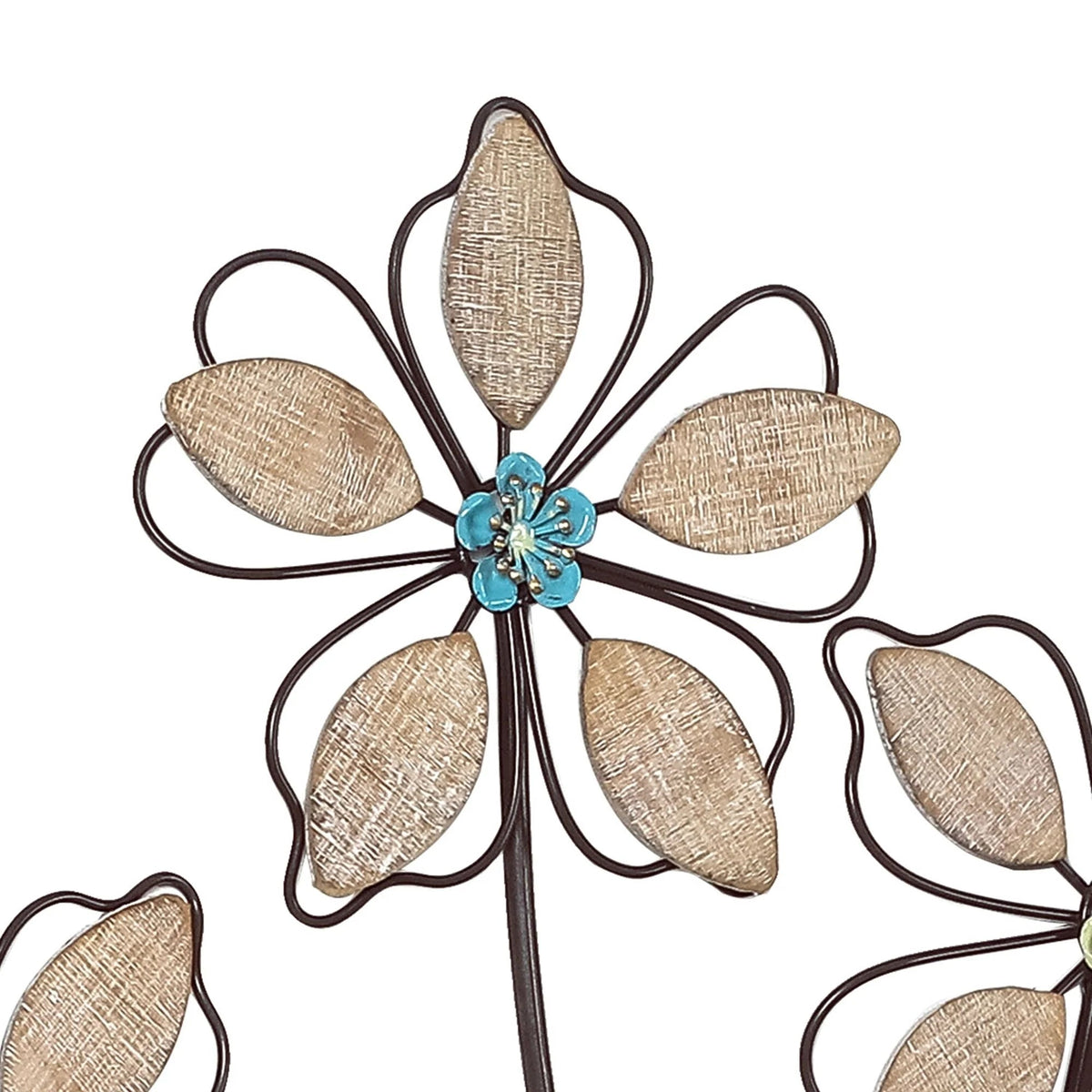 Metal Wall Decor With 5 Flowers, Iron, 19in L x 1.5in W x 30.75in H