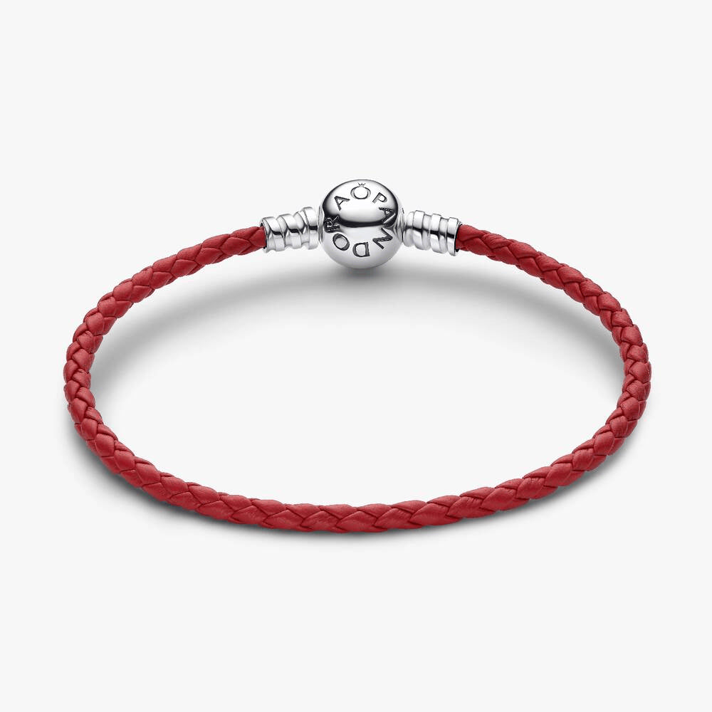 Red Braided Leather Bracelet