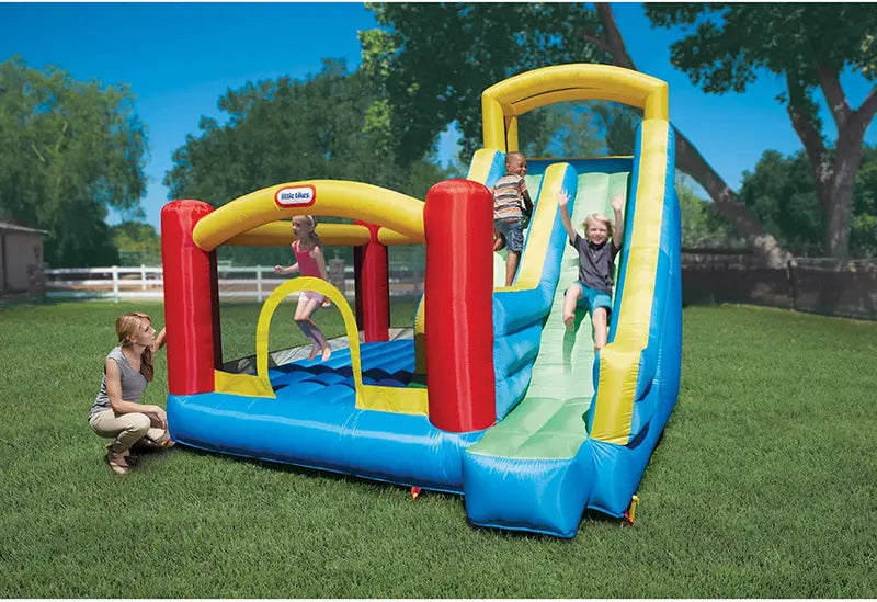 Little Tikes Giant Inflatable Bounce Slide Outdoor Play Center - Blue Or Green