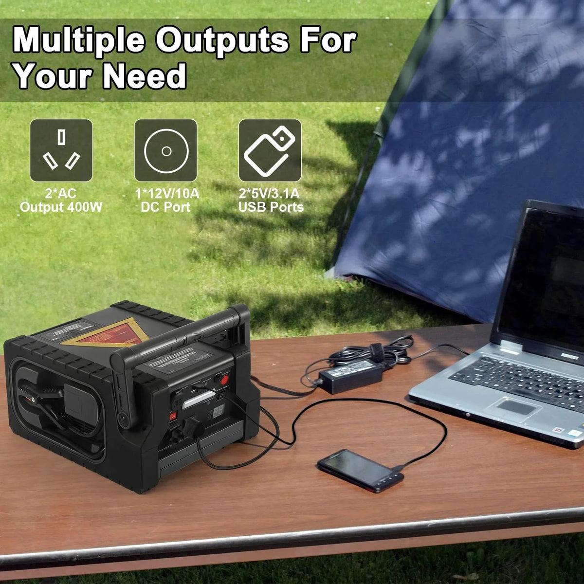ZunDian Portable Power Station Jump Starter 2000 Amps, 260 PSI Air Compressor, 400W Inverter - ZD-529