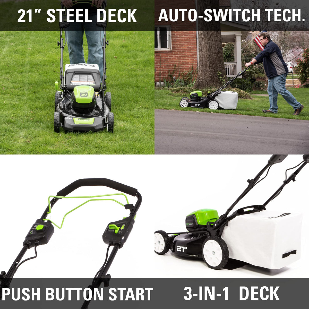 80V Cordless 21-Inch Self-Propelled Brushless Lawn Mower