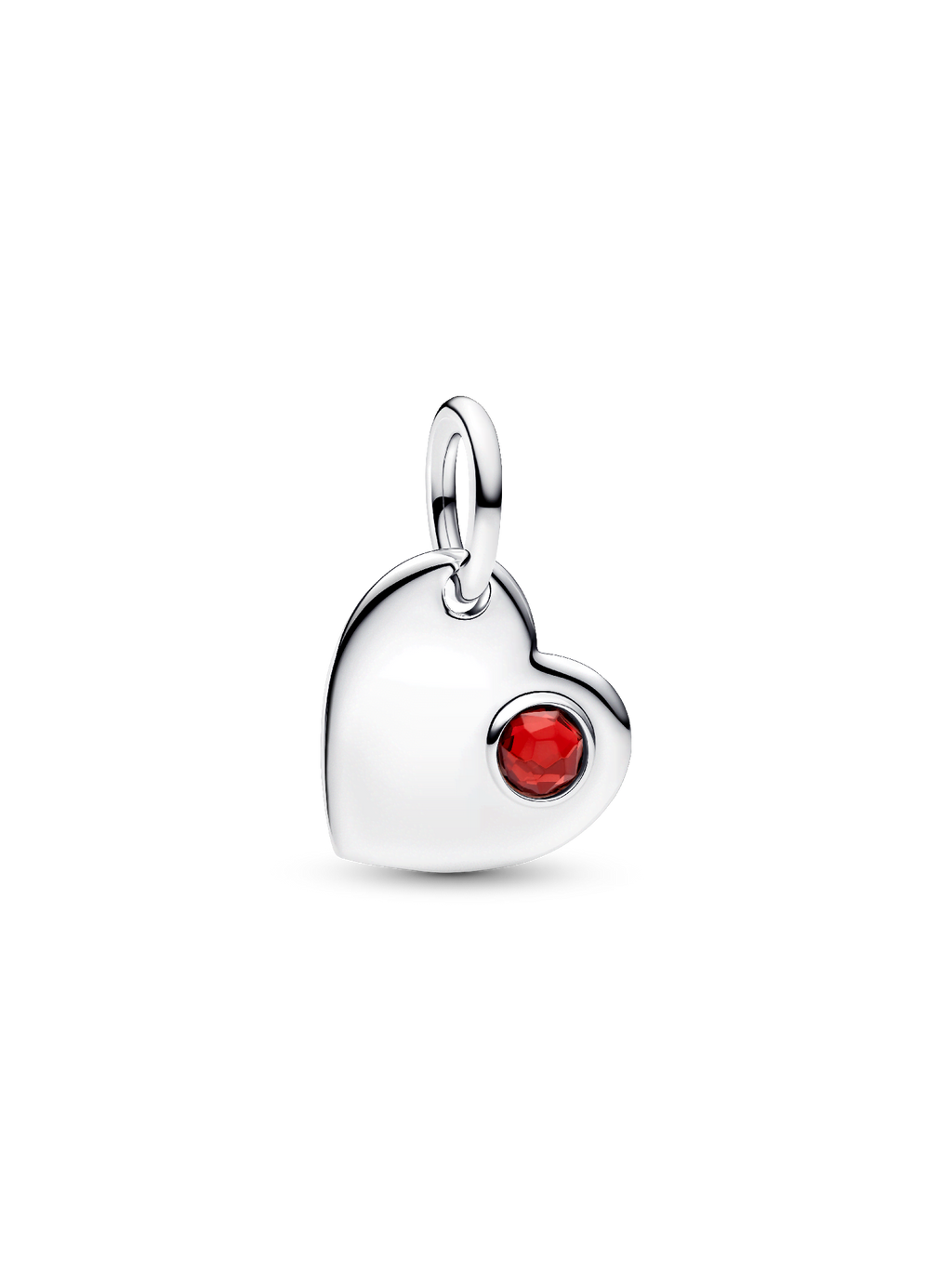 Engravable Heart Red Stone Dangle Charm