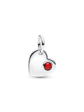 Engravable Heart Red Stone Dangle Charm