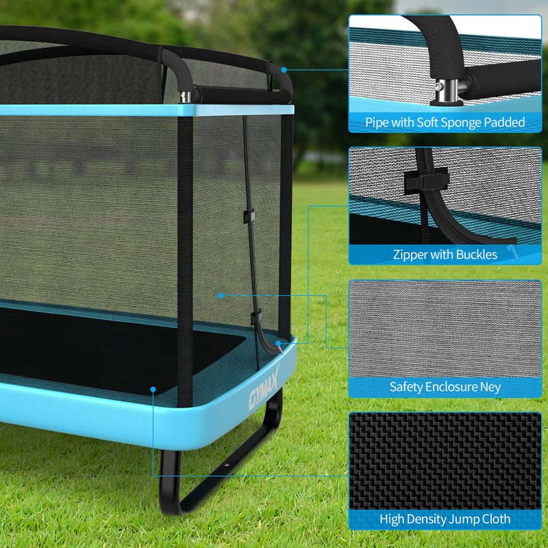 6 FT Kids Rectangle Trampoline With Swing And Safety Fence - ASTM Approved, Ages 3-8