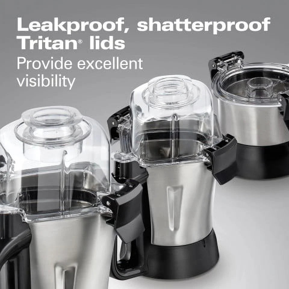 Hamilton Beach Professional Juicer Mixer Grinder, 2.2 HP, 120V, 3 Stainless Steel Jars, 0.5, 1 And 1.5 Liters - 58770