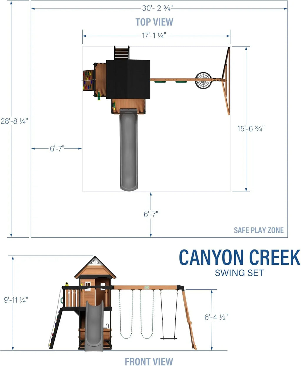 Backyard Discovery Cedar Wood Swing Set With Wave Slide, Clubhouse, Play Kitchen, Belt And Web Swings - Canyon Creek