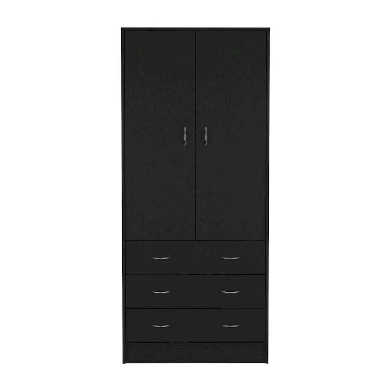 Devali Blue Double-Door Armoire With 3 Drawers And 1 Hanging Rod
