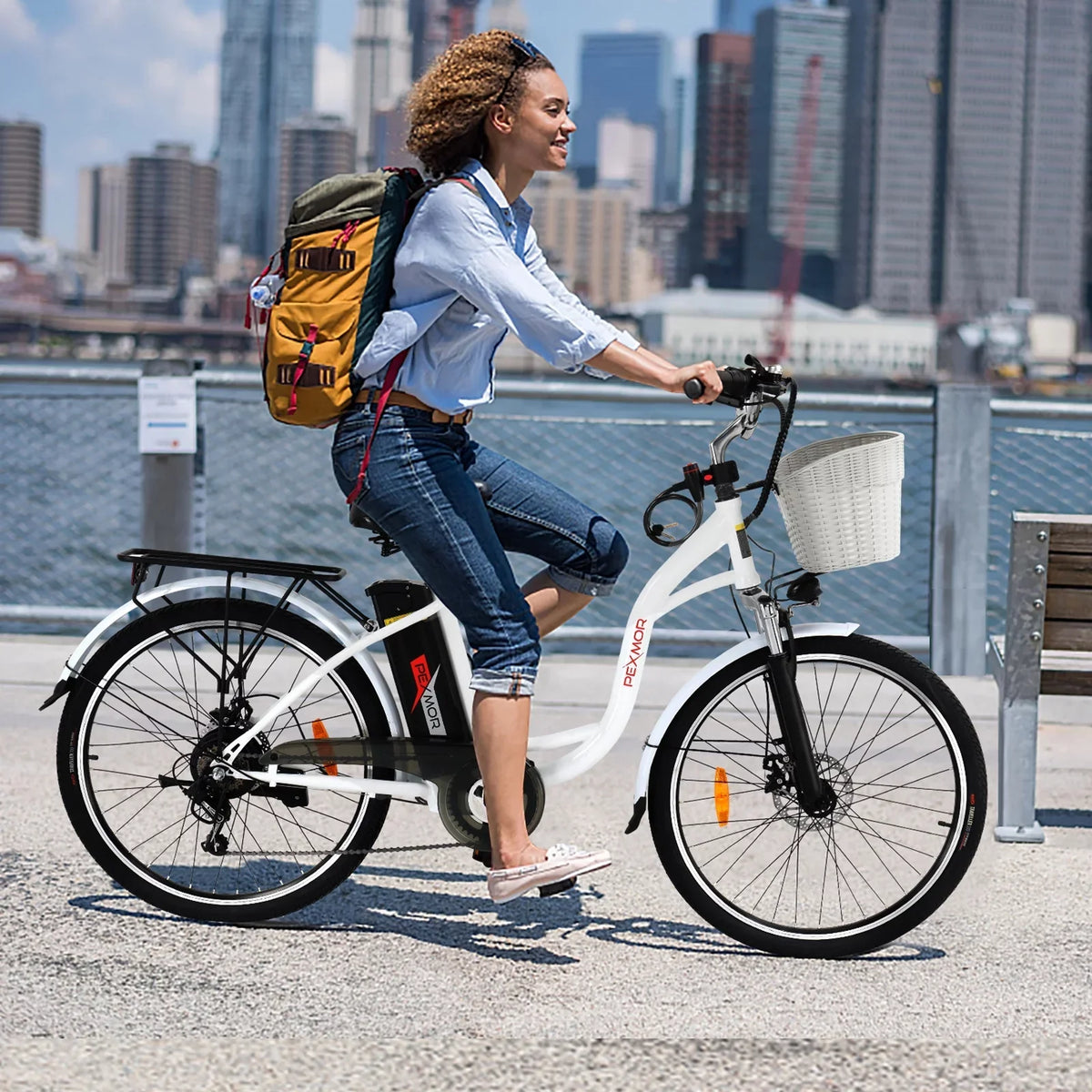 PEXMOR Adult Electric Bike 350W Peak 500W 36V 12.5AH 26in Cruiser