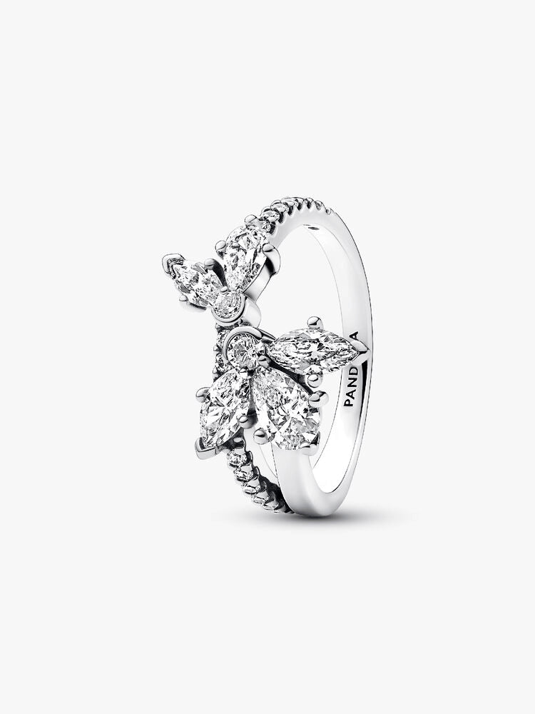 Sparkling Asymmetrical Herbarium Cluster Ring