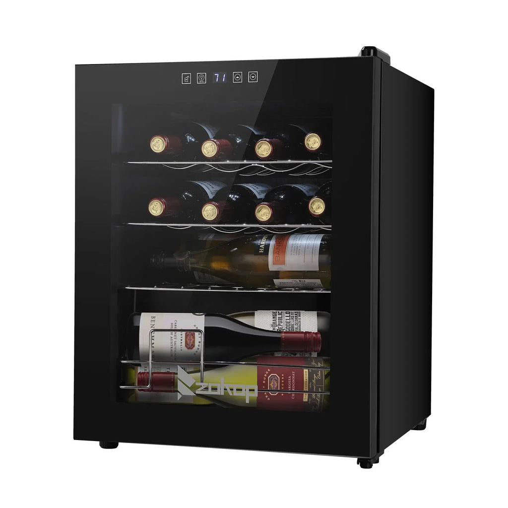 Zimtown 16 Bottle Compressor Wine Cooler Refrigerator, Black - Digital Temperature Control With Lock