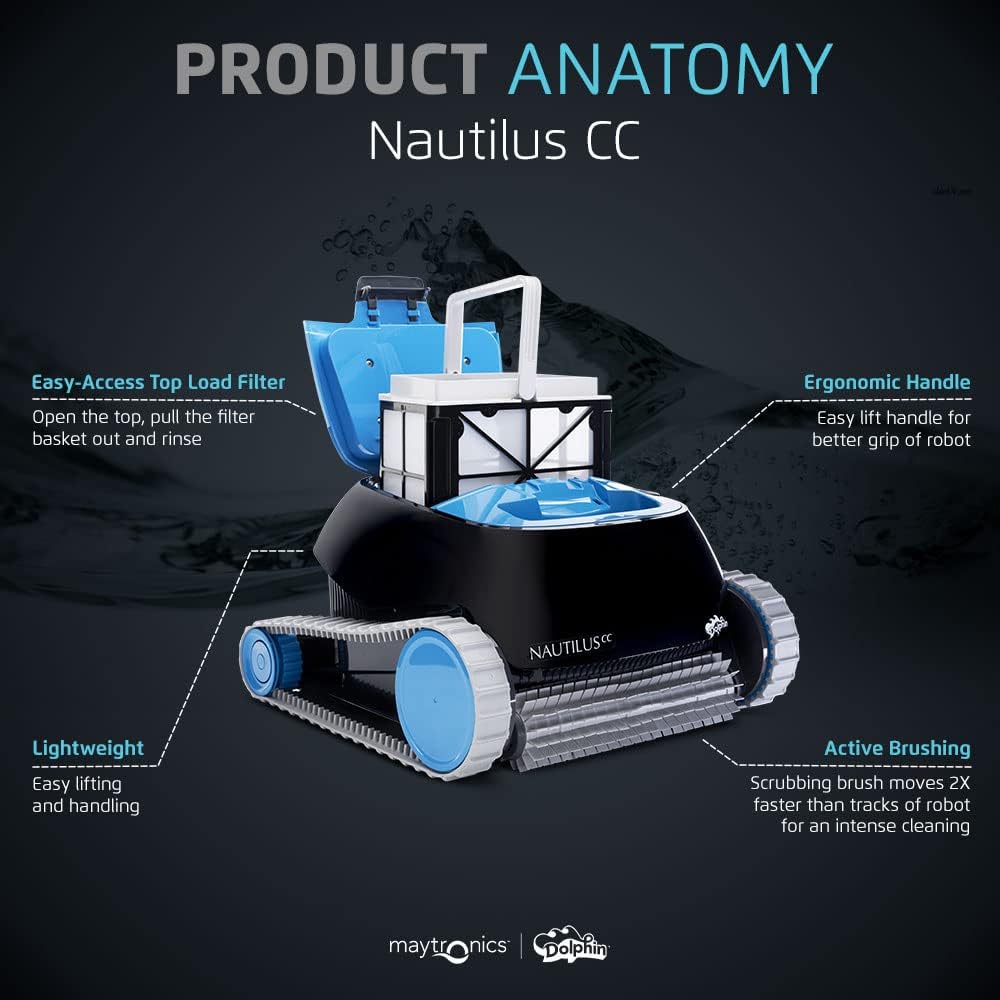 Dolphin Robotic Pool Vacuum Cleaner For Pools Up To 33 ft, Wall Climbing - Nautilus CC 99996113-US