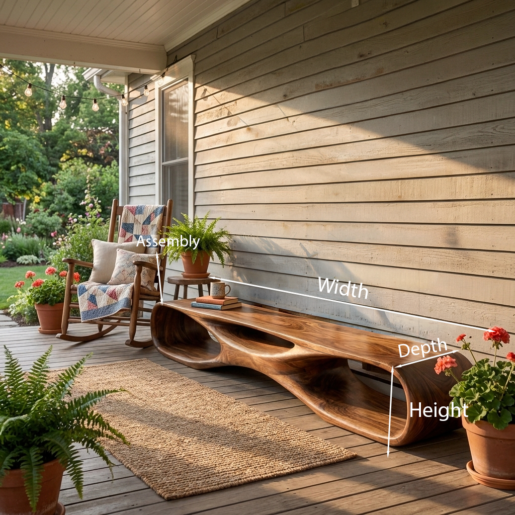Artistic Wooden Bench With Organic Shape For Hallway