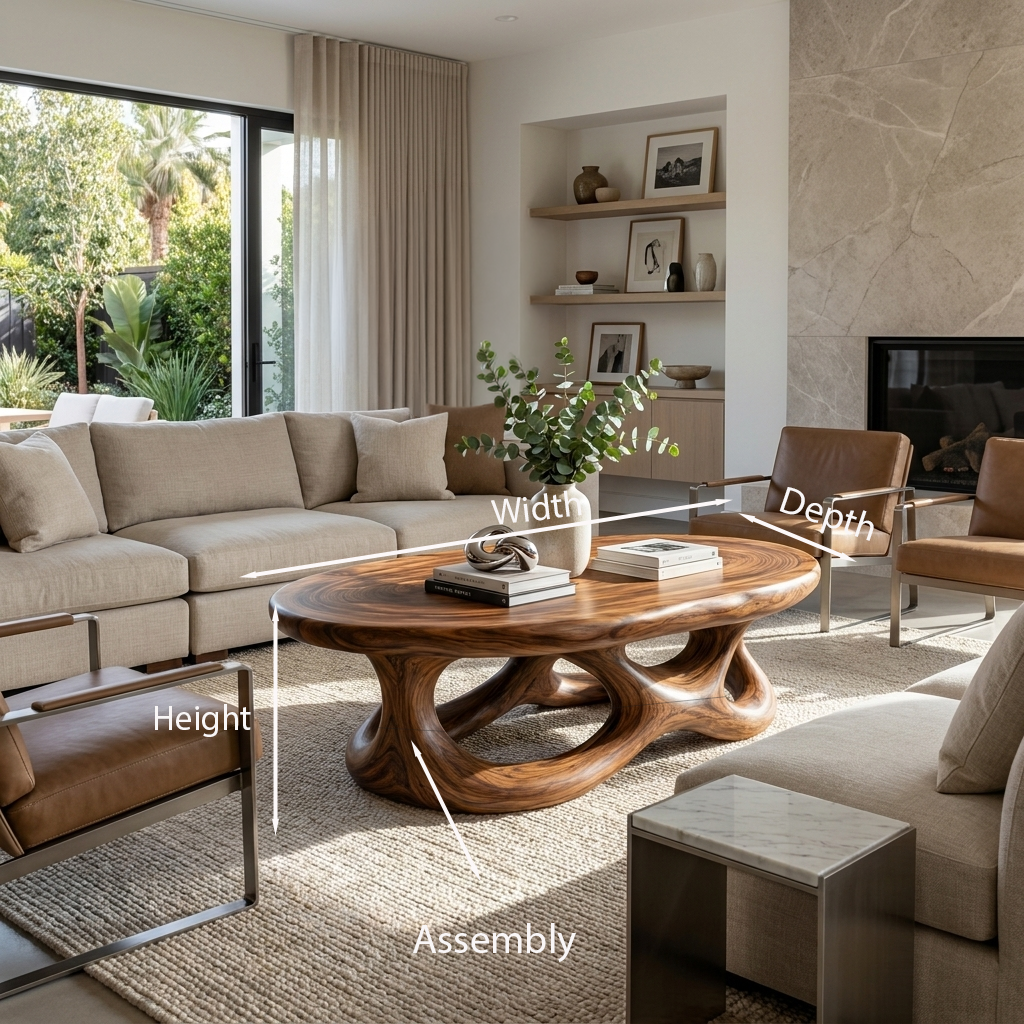 Contemporary Coffee Table With Organic Openwork Base For Designer Interior