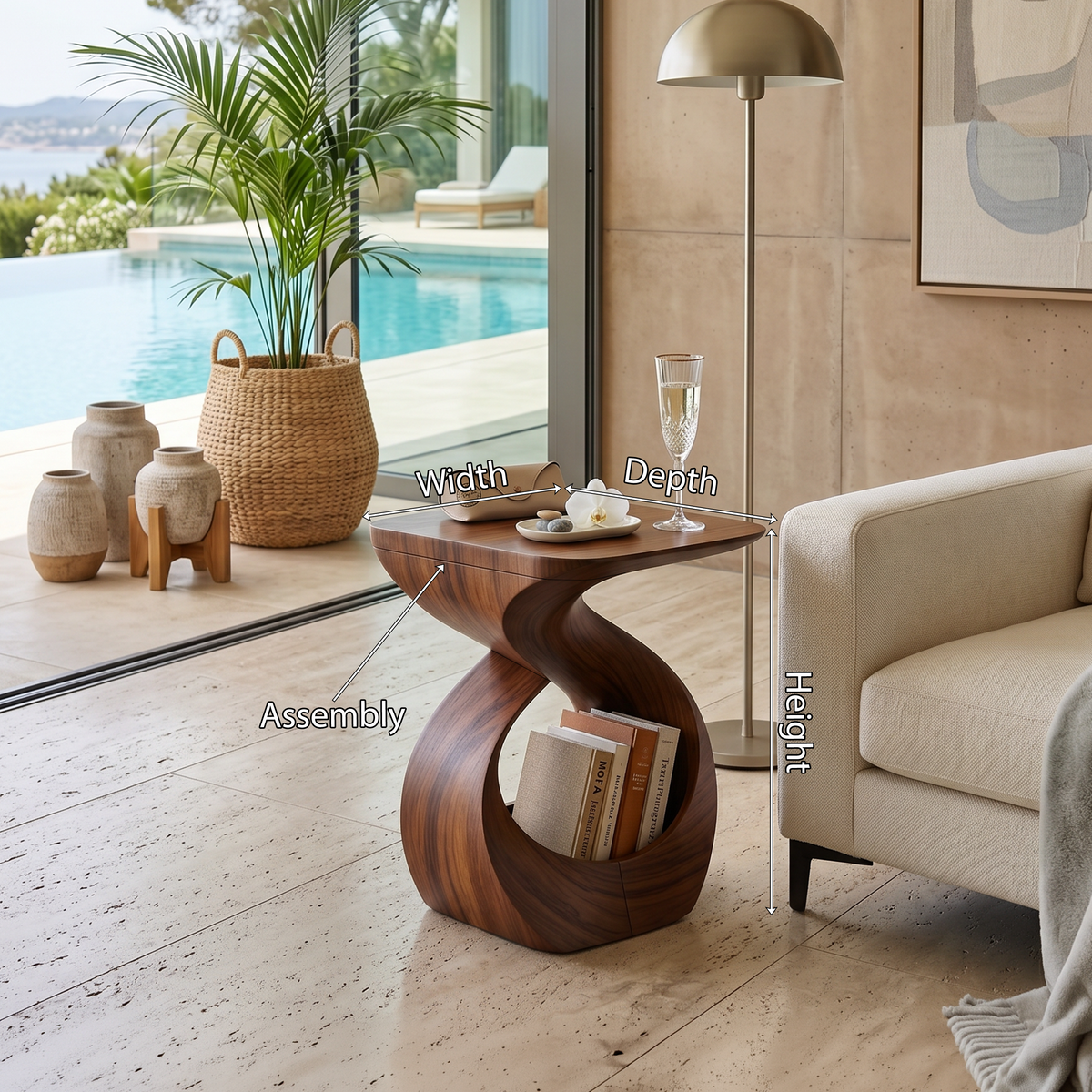 Contemporary Curved End Table For Apartment Interior Design