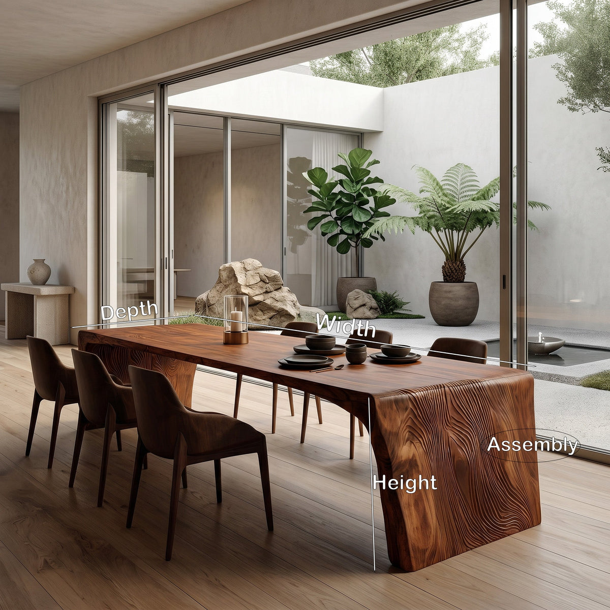 Contemporary Carved Wooden Dining Table For Dining Room