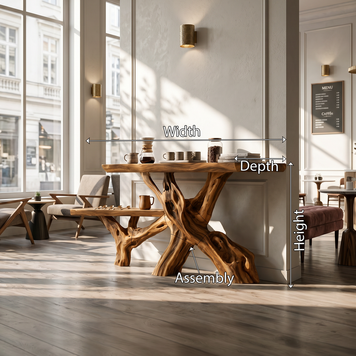 Classic Organic Wood Sofa Table For Living Room Styling