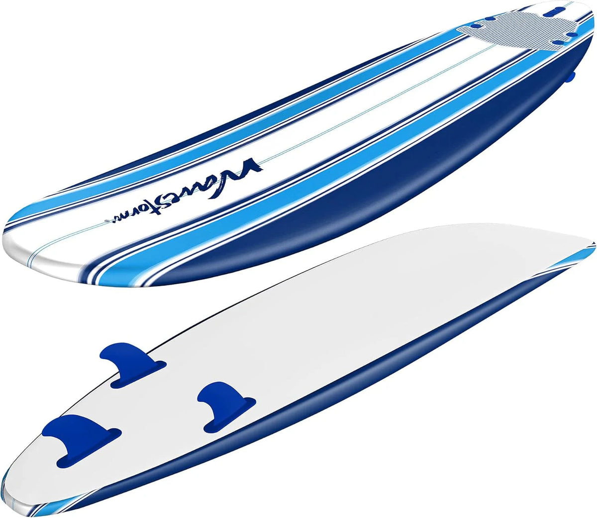 8ft Soft Top Foam Surfboard, EPS Core, 3 Stringers, Wax-Free Longboard, 200lb Capacity