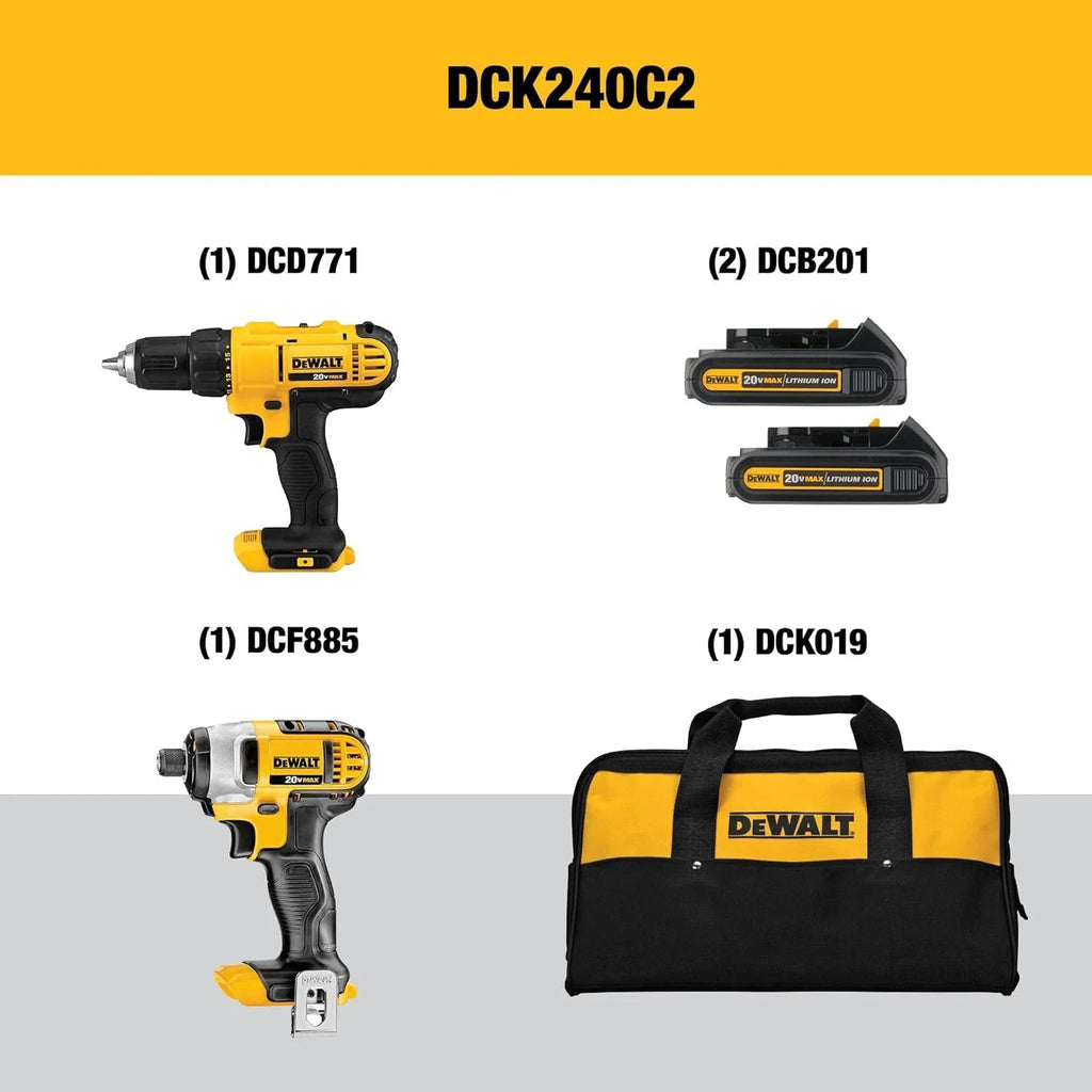 20V MAX Cordless Drill And Impact Driver Power Tool Combo Kit With 2 Batteries And Charger
