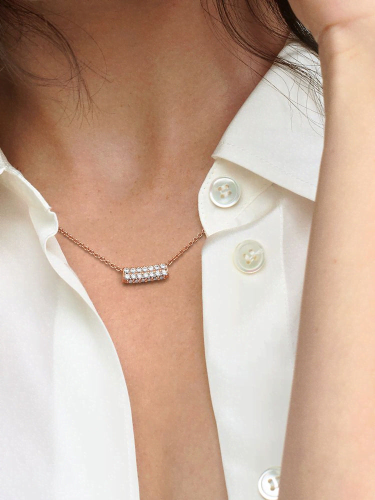 Pandora Timeless Pavé Double-row Bar Collier Necklace